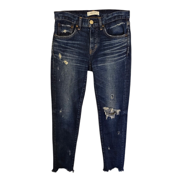 Moussy Vintage Jeans Womens 25 Blue Glendale Skinny Cropped Distressed Grunge - Picture 1 of 14